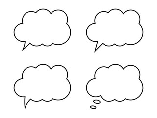 Thought bubble line icon. Speech or think bubble, empty communication cloud. Set of vector design elements. Editable stroke.