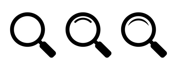 Magnifying glass icon, vector magnifier or loupe sign. Web search icon. - obrazy, fototapety, plakaty