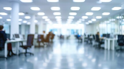 Obraz premium Modern open space office interior with blurred business people 