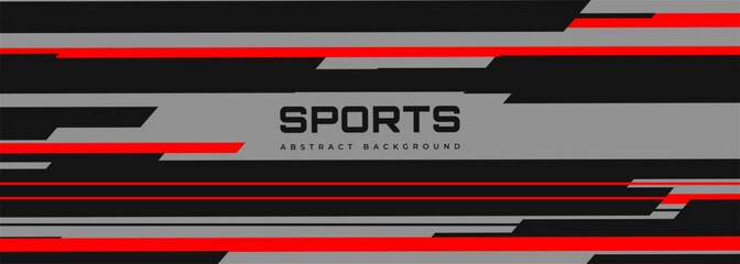 Modern sports background with horizontal red, black and gray lines. Abstract sports banner design. Vector illustration © Biod