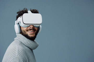 Man headset digital virtual game entertainment glasses innovation technology device reality vr