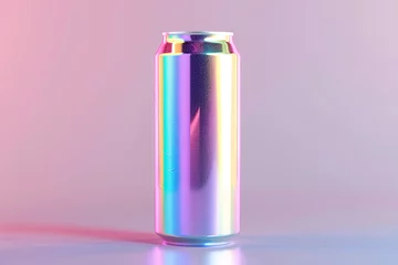 Foto op Aluminium can mockup, beverage mock up with fruits background, soda can mockup, Plain white colour 355ml can, floating beverage can mockup with colorful background with ice cubes  © fadi
