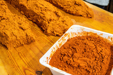 spiced with sweet paprika, traditional slaughter of the Mallorcan black pig, Mallorca, Balearic Islands, Spain