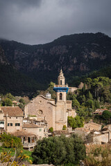 Fototapeta na wymiar catholic church of Sant Bartomeu, 1235, gothic, Valldemossa, Mallorca, Balearic Islands, Spain