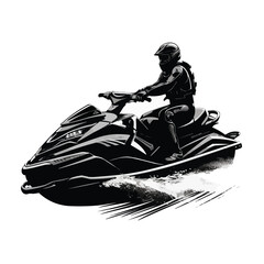A Jet ski vector black silhouette isolated on a white background
