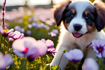 dog and flower