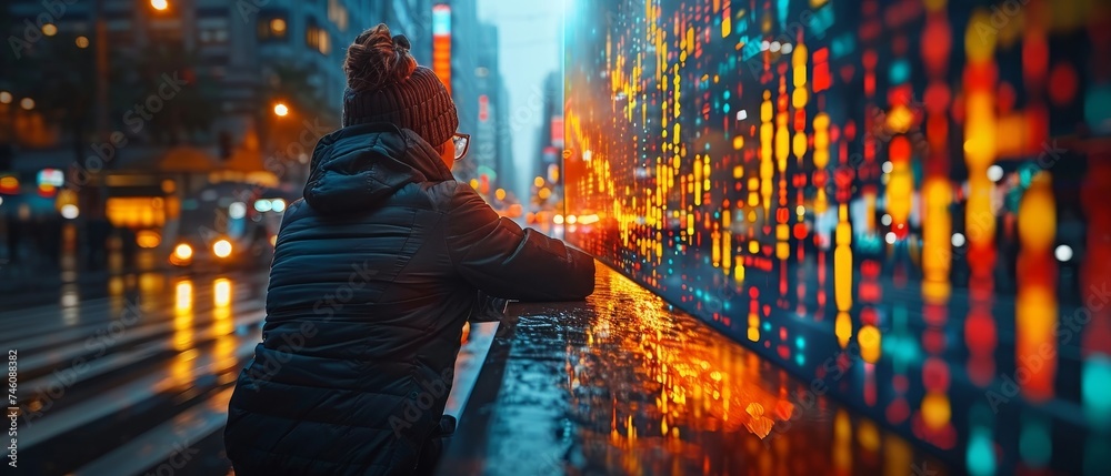 Aufkleber finance technology and investment concept. stock market investment funds and digital assets. forex t