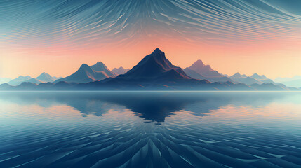 Fototapeta na wymiar Hills and mountains blue background Illustration, Gradient Wallpaper Majestic Snowscape