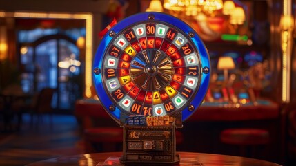 Lucky contestant spinning a wheel of fortune