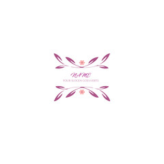 Beautiful calligraphic monogram flourish leaf boutique logo 