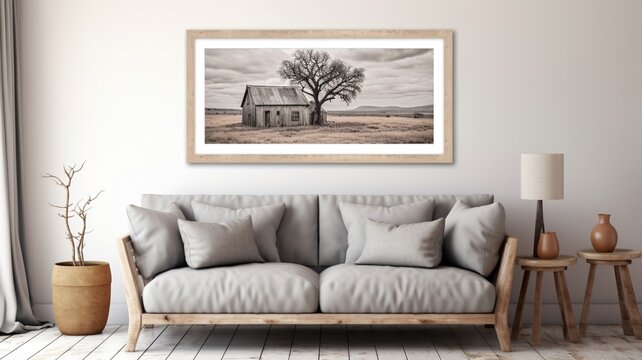 Digital prints farmhouse landscape wall art image Ai generated art