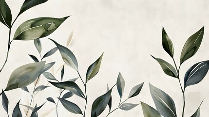 minimalist leaves background, elegant botanical design