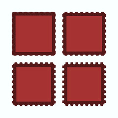 Perforated Edge Red Square Stroke Shapes