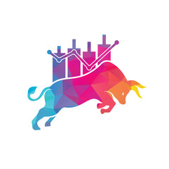 Bullish Trader Logo. Forex bull logo design template vector. Financial bull logo design. Trade Bull Chart.