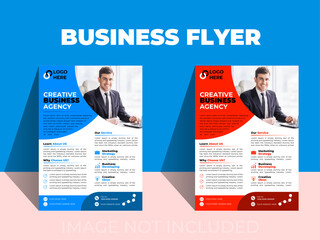 Corporate business flyer template design set with blue and red color.