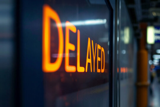 delayed sign in an airport or train station