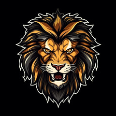 Obraz premium logo lion on black background сreated with Generative Ai