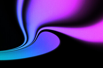 Pink blue grainy colorful background.
Abstract dynamic glowing gradient on black backdrop. 
Design for banners, posters and headers.