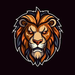 logo lion on black background сreated with Generative Ai