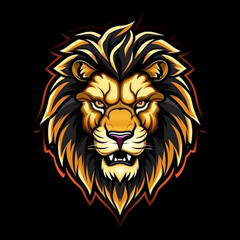 logo lion on black background сreated with Generative Ai