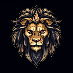 Obraz premium logo lion on black background сreated with Generative Ai