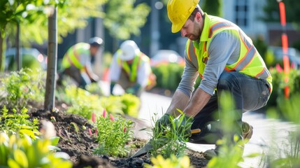 Men Working Together in Garden