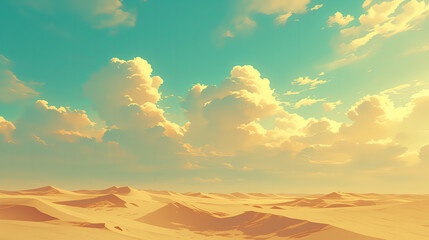 Desert landscape endless sand dunes fade into the horizon, emphasizing tranquility and solitude