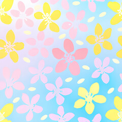 Naive pastel color simple flowers seamless pattern. Simple floral vector motif for background, wrapping paper, fabric, surface design