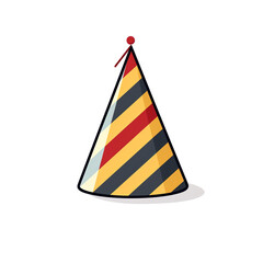 Fototapeta na wymiar birthday cap, sharp clean and bold black lines, triadic Flat color, isolated on white сreated with Generative Ai