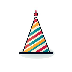 birthday cap, sharp clean and bold black lines, triadic Flat color, isolated on white сreated with Generative Ai