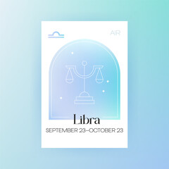 Air Libra Zodiac. Vector Illustration of Celestial Symbol. Astrology and Future Prediction. Horoscope Sign Gradient.