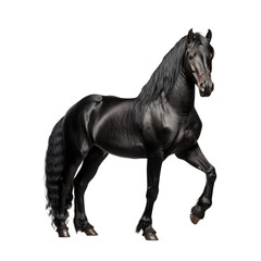 Black horse on white or transparent background
