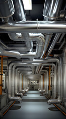 Intricate HVAC Duct System Installation in Modern Building - Technological Marvel