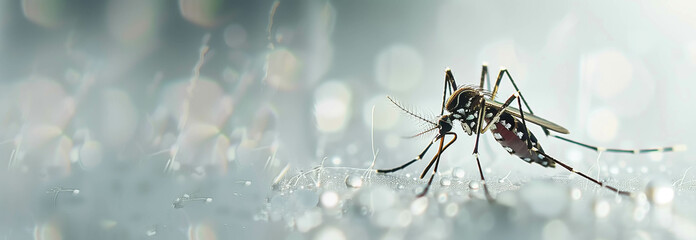 Closeup of Aedes mosquito on white background. - obrazy, fototapety, plakaty