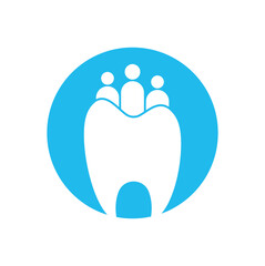 Family Dental logo template isolated with three people. Family dental logo with people concept.