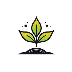 ecology sprout, sharp clean and bold black vector lines, triadic Flat color, isolated on white сreated with Generative Ai