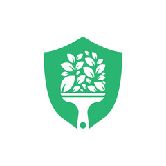 Paint leaf logo icon vector. Plant brush vector logo paint. Garden renovate vector logo concept.