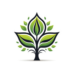 Naklejka premium ecology sprout, sharp clean and bold black vector lines, triadic Flat color, isolated on white сreated with Generative Ai