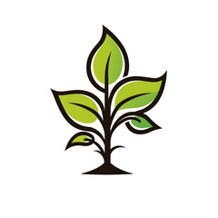 ecology sprout, sharp clean and bold black vector lines, triadic Flat color, isolated on white сreated with Generative Ai