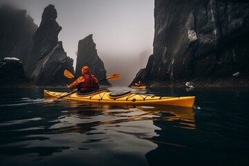 a person in a kayak on the water