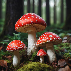 Amanita muscaria, commonly known as the fly agaric or fly amanita in forest