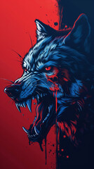 Fototapeta premium illustration of colorful angry wolf