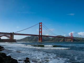Golden Gate Bridge San Francisco Bay with waves 05