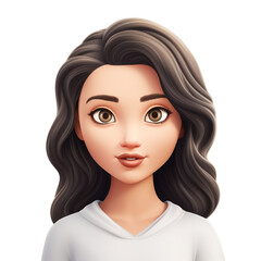 memoji cute woman on white background сreated with Generative Ai