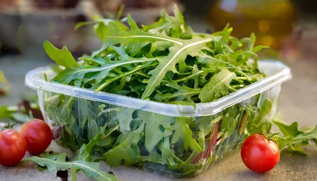 Generated image of rucola in plastic box