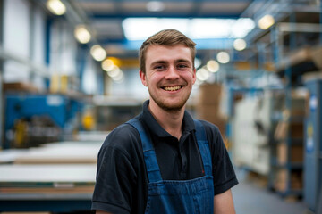 Portrait of a smiling young male worker in a warehouse/warehouse
