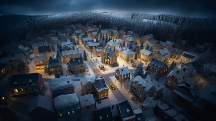 Small town in winter holiday