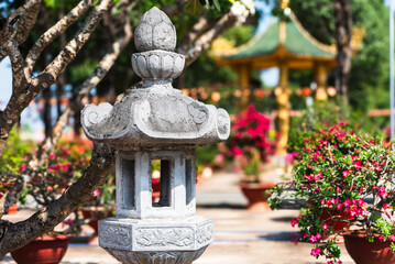 Buddhist temple, garden architecture elements.	