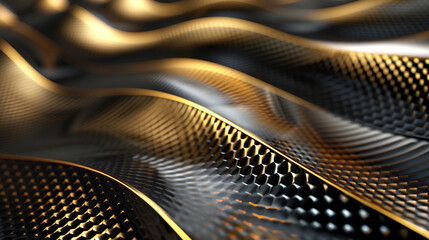 3 d illustration - abstract golden metallic texture. futuristic technology background.