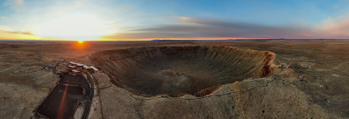 Sunrise Over Meteor Crater, Winslow Arizona By Drone